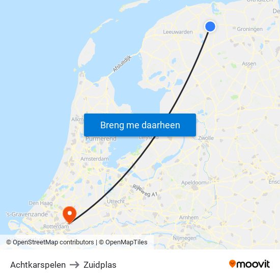 Achtkarspelen to Zuidplas map