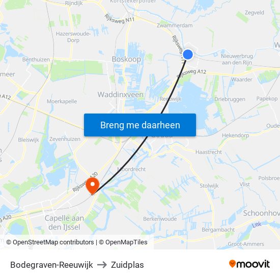 Bodegraven-Reeuwijk to Zuidplas map