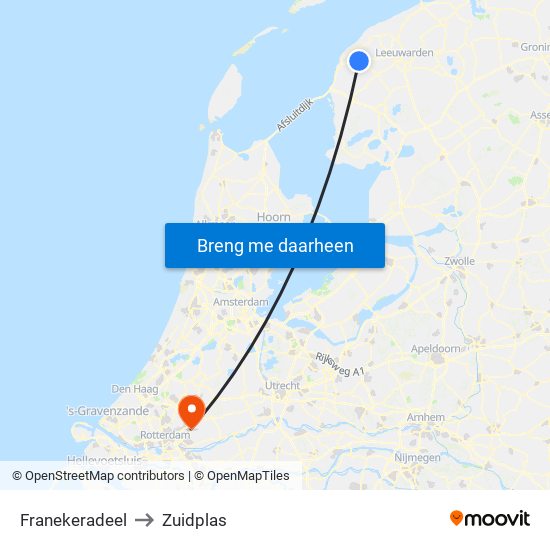 Franekeradeel to Zuidplas map