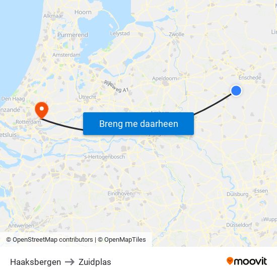 Haaksbergen to Zuidplas map