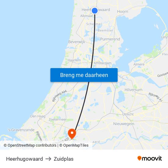 Heerhugowaard to Zuidplas map