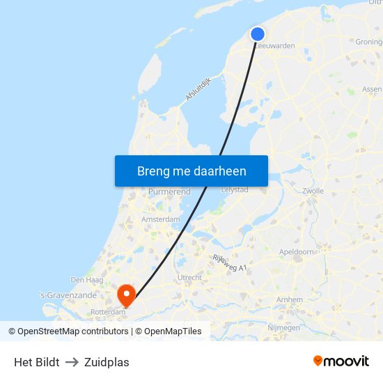 Het Bildt to Zuidplas map