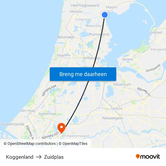 Koggenland to Zuidplas map