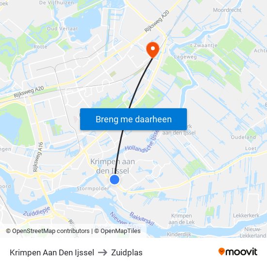 Krimpen Aan Den Ijssel to Zuidplas map