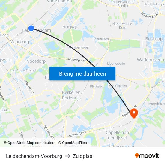 Leidschendam-Voorburg to Zuidplas map
