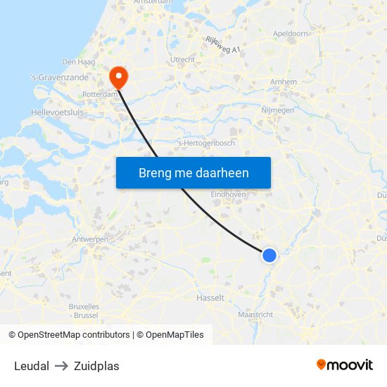 Leudal to Zuidplas map