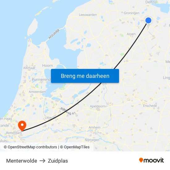 Menterwolde to Zuidplas map