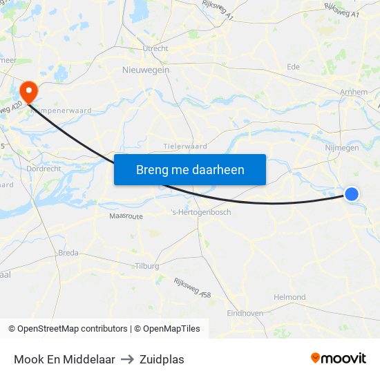 Mook En Middelaar to Zuidplas map