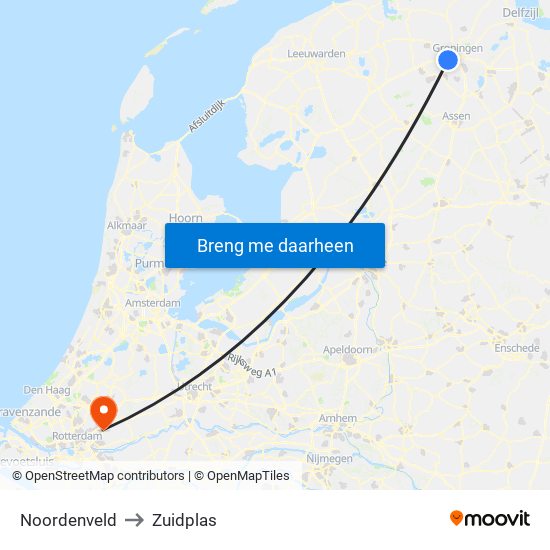 Noordenveld to Zuidplas map