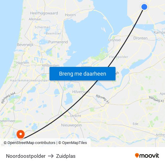 Noordoostpolder to Zuidplas map