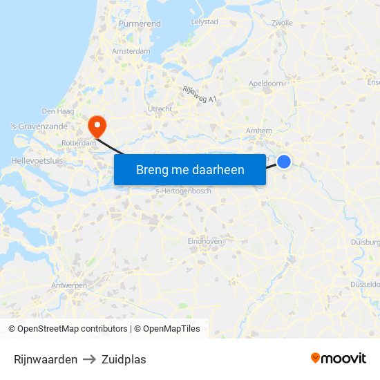 Rijnwaarden to Zuidplas map