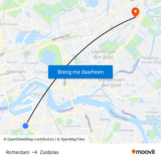 Rotterdam to Zuidplas map