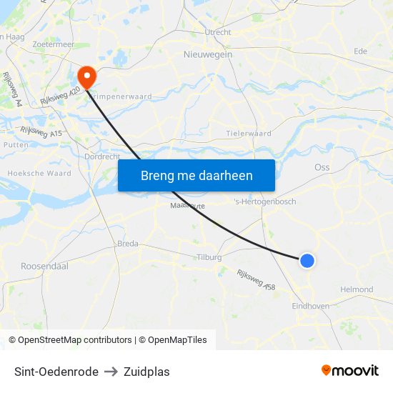 Sint-Oedenrode to Zuidplas map