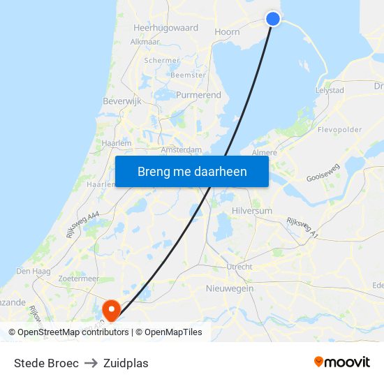 Stede Broec to Zuidplas map