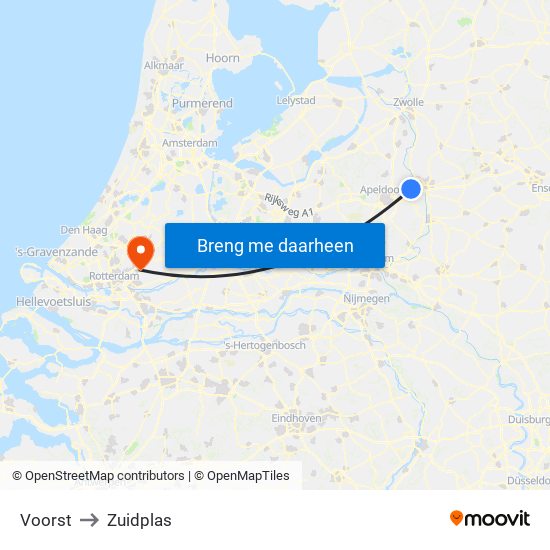 Voorst to Zuidplas map