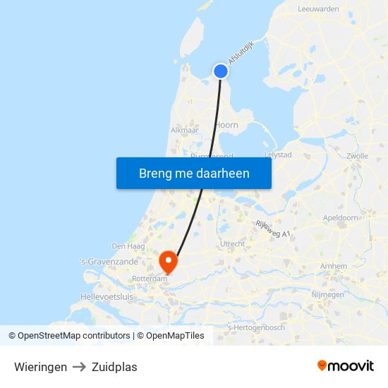 Wieringen to Zuidplas map