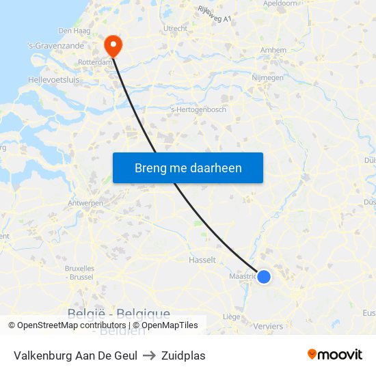 Valkenburg Aan De Geul to Zuidplas map