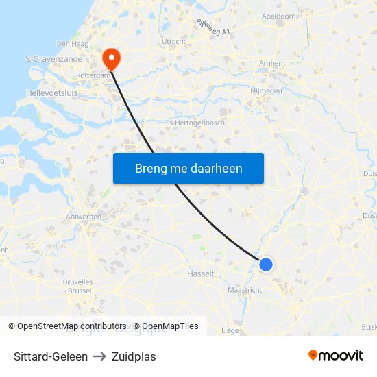 Sittard-Geleen to Zuidplas map