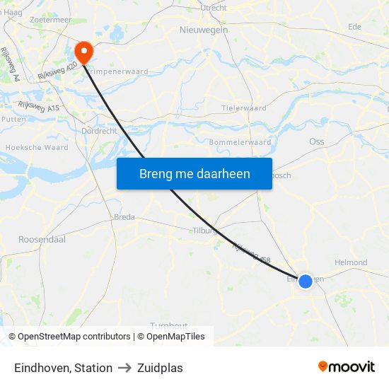 Eindhoven, Station to Zuidplas map