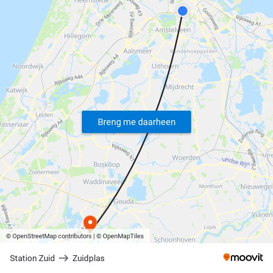 Station Zuid to Zuidplas map