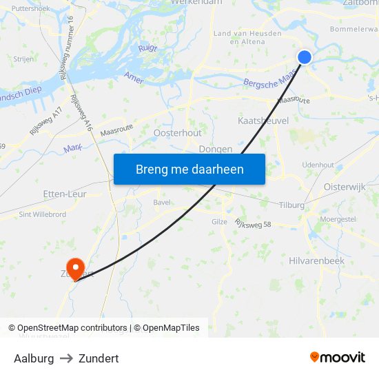 Aalburg to Zundert map