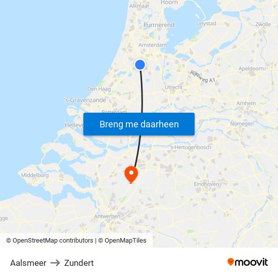 Aalsmeer to Zundert map