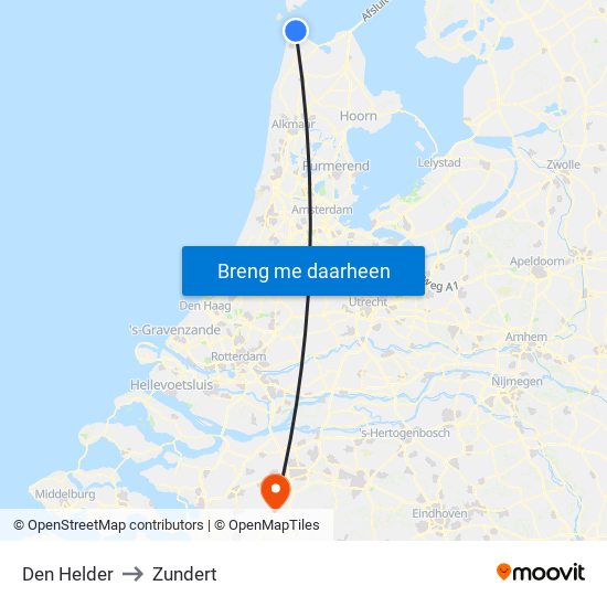 Den Helder to Zundert map