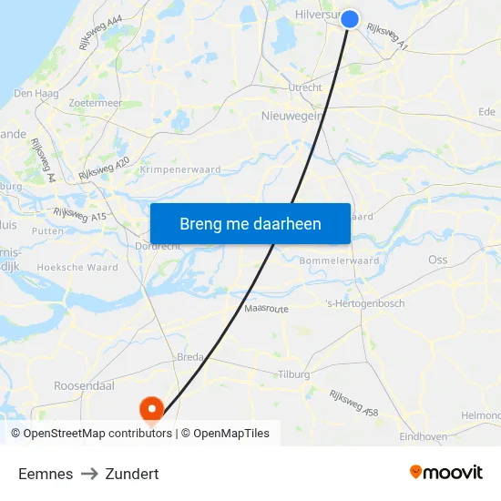 Eemnes to Zundert map