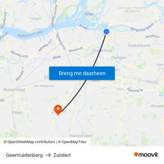 Geertruidenberg to Zundert map