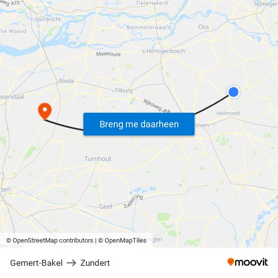 Gemert-Bakel to Zundert map