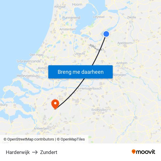 Harderwijk to Zundert map