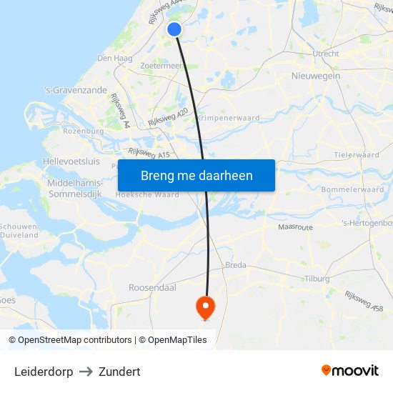 Leiderdorp to Zundert map