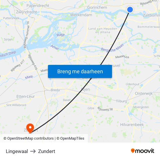 Lingewaal to Zundert map
