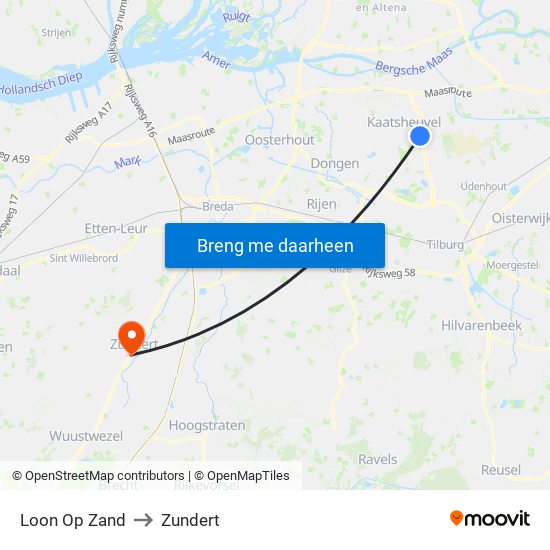Loon Op Zand to Zundert map