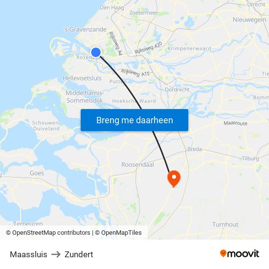 Maassluis to Zundert map