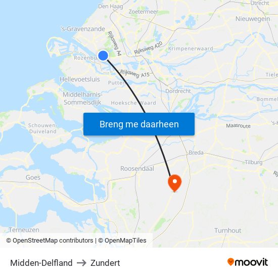 Midden-Delfland to Zundert map