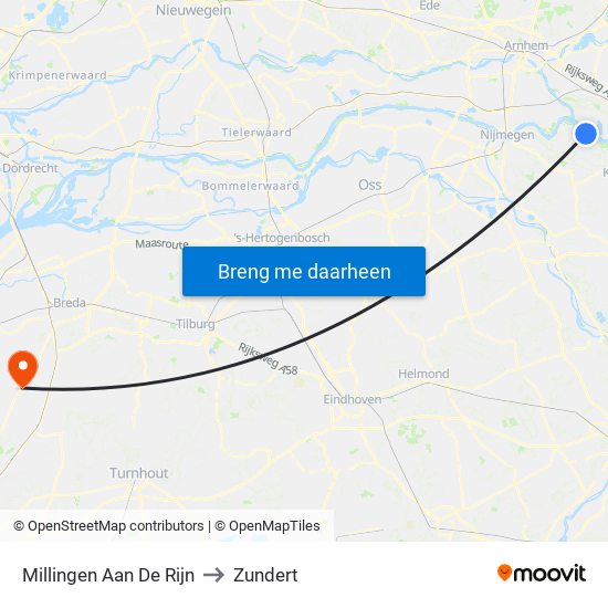 Millingen Aan De Rijn to Zundert map