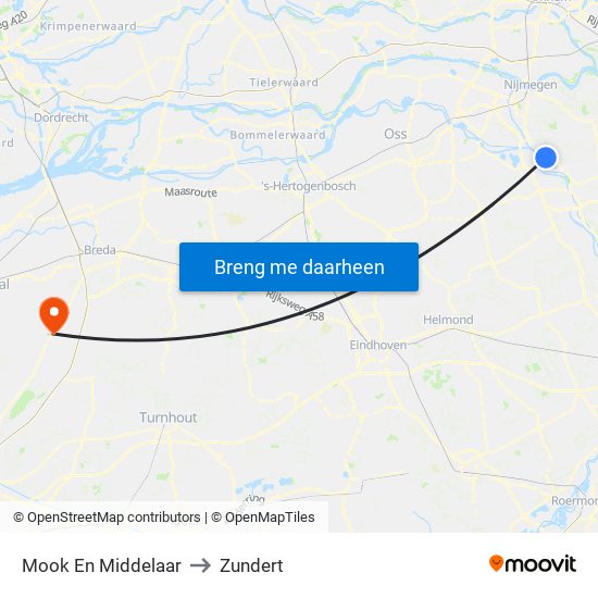 Mook En Middelaar to Zundert map