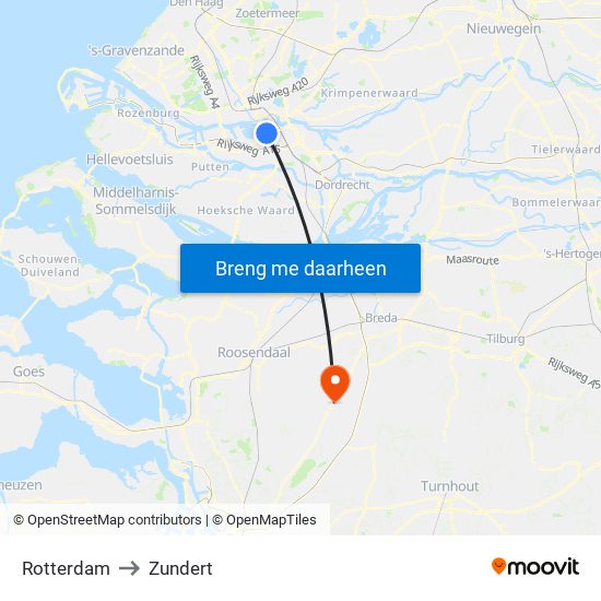 Rotterdam to Zundert map