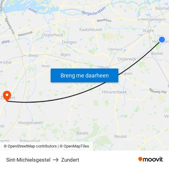 Sint-Michielsgestel to Zundert map