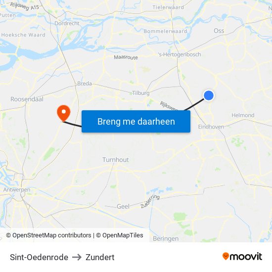 Sint-Oedenrode to Zundert map
