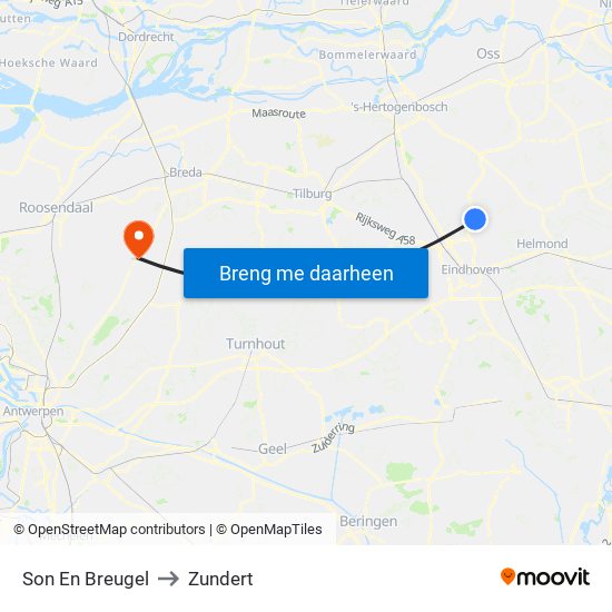 Son En Breugel to Zundert map