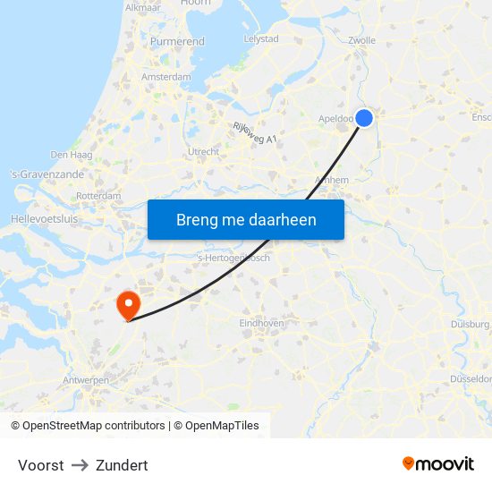 Voorst to Zundert map