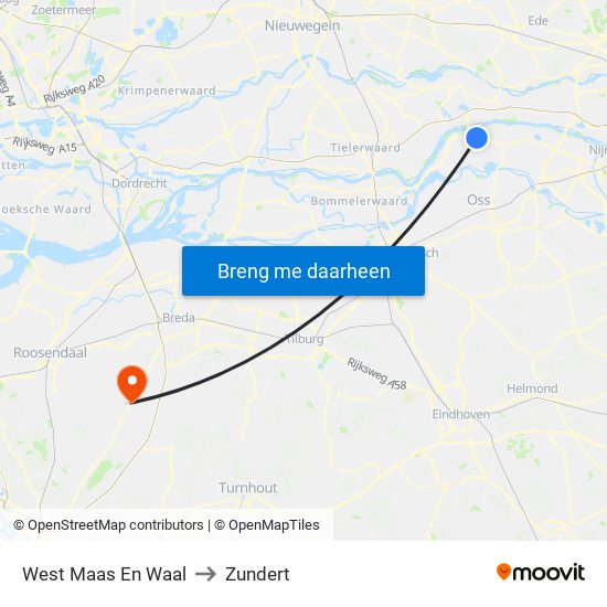 West Maas En Waal to Zundert map