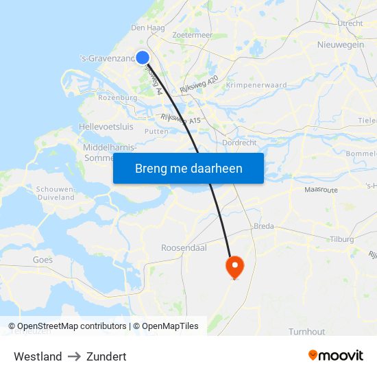 Westland to Zundert map