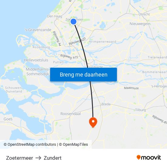 Zoetermeer to Zundert map
