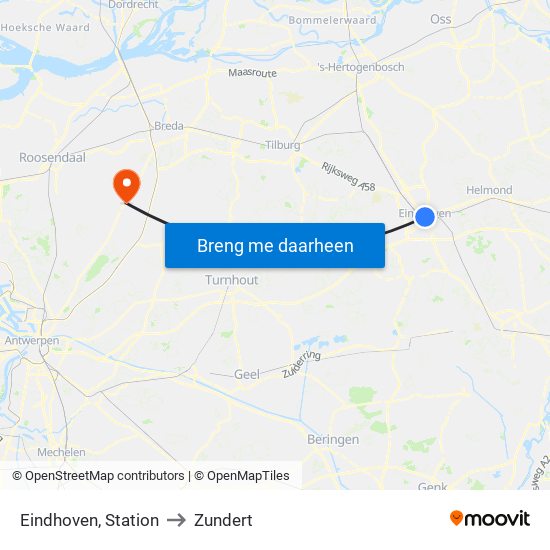 Eindhoven, Station to Zundert map