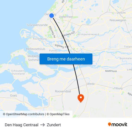 Den Haag Centraal to Zundert map