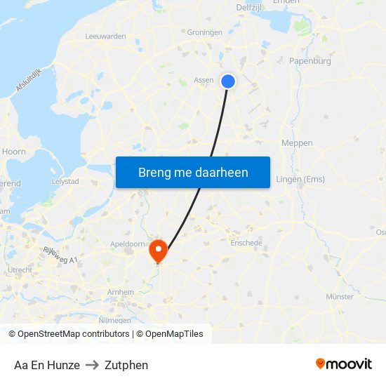 Aa En Hunze to Zutphen map