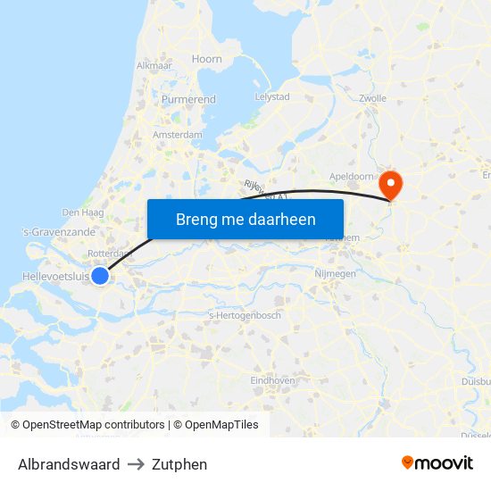 Albrandswaard to Zutphen map